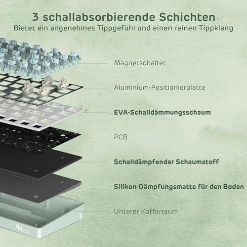 RK Royal Kludge C68DE gamer billentyűzet, Hall-effektusos mágneses kapcsolók, QWERTZ