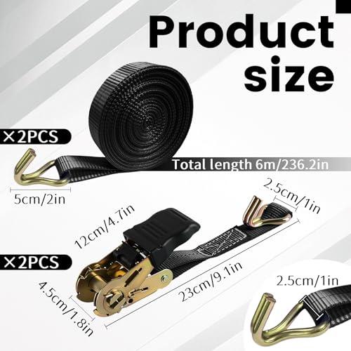 CIYIN rögzítő heveder racsnis feszítővel és kampóval, 2 darabos, 6 m, 25 mm, 800 kg