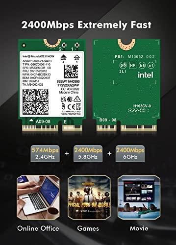 AX211 NGW WiFi 6E vezeték nélküli kártya, Bluetooth 5.3, tri-band 5400 Mbps, csak CNVio2 és 12/13. gen. CPU