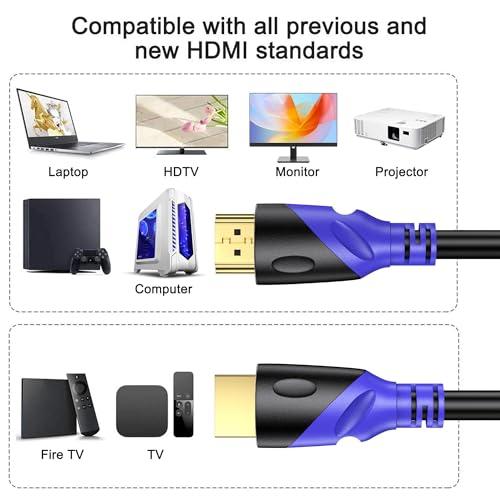 8K HDMI 2.1 Cable 3 m, 8K @ 60Hz 4K @ 120Hz High-Speed Cable Lead 48 Gbps, Supports eARC HDR10 HDCP 2.2/2.3, Compatible with All HDMI Device