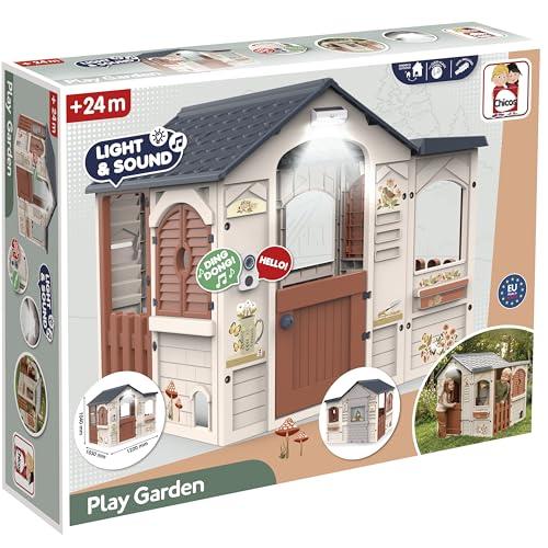 Chicos Play Garden nagy beltéri és kültéri gyerekjátszóház fénnyel, hanggal, click-clack rendszerrel, macskaajtóval és matricákkal, 2 éves k