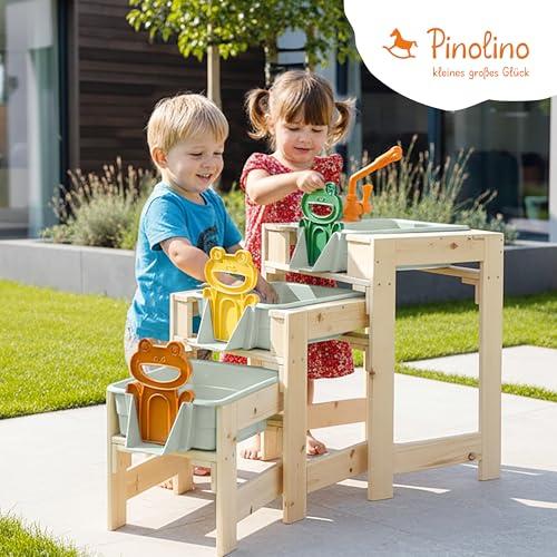 PINOLINO Frolino vízi játékasztal szett, 3 darabos, kültéri fa kerti játék csappal és locsolótömlő-csatlakozóval