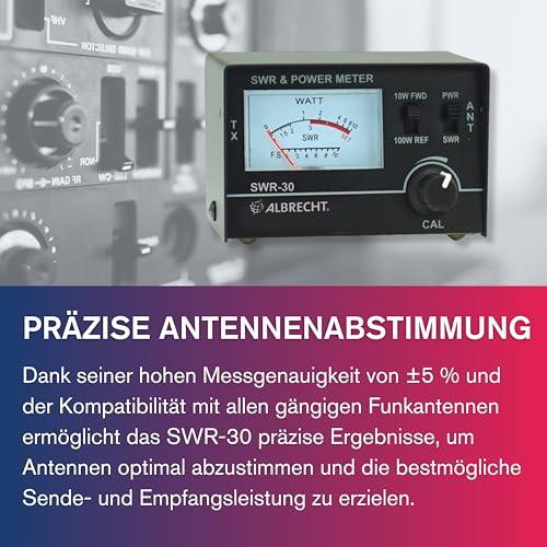 Albrecht SWR-30 PWR állóhullámarány- és teljesítménymérő rádióantennák hangolásához, 1,8–200 MHz (fekete)