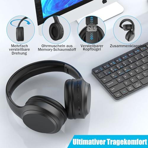 Bluetooth 5.3 fejhallgató, fül körüli, 82 órás lejátszási idővel