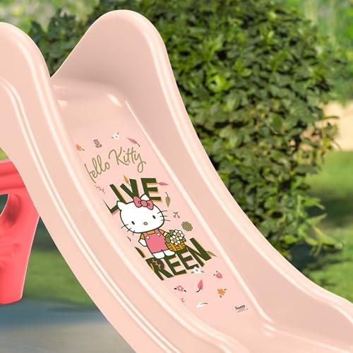 FEBER Hello Kitty csúszda kertbe, kicsiknek, csúszásmentes lépcsővel, napfény- és hőmérséklet-álló színekkel, könnyen összeszerelhető