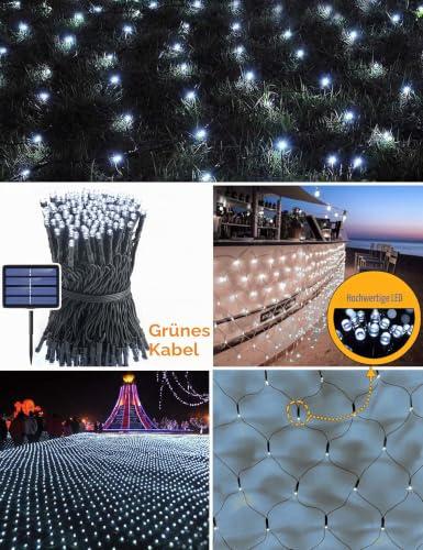 204 LED-es fényháló, 3 x 2 m, napelemes / USB-s, vízálló fényfüggöny karácsonyfára