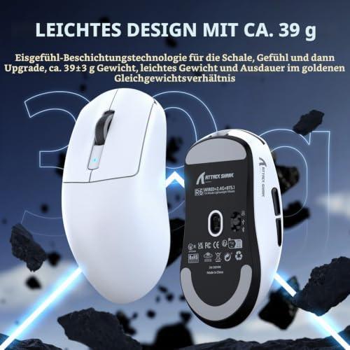 Attack Shark R6 vezeték nélküli gamer egér PixArt PAW3950 MAX szenzorral