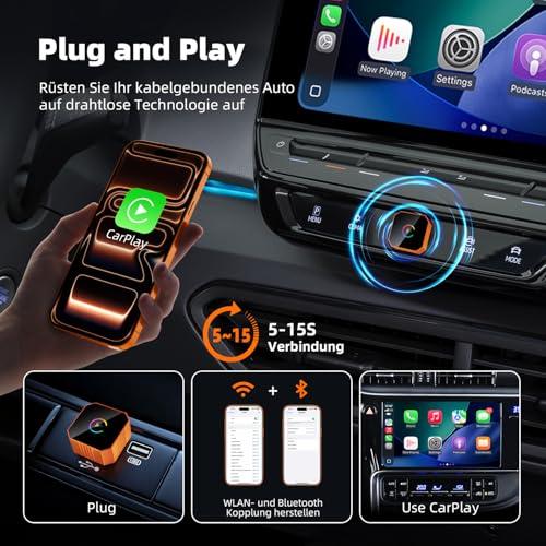 Vezeték nélküli CarPlay adapter iPhone-hoz, USB/USB-C, Plug and Play