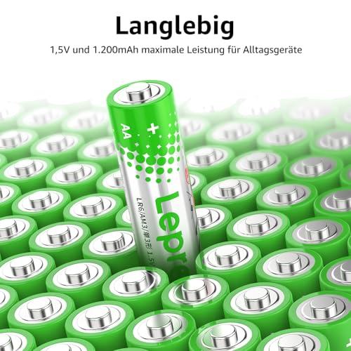 Lepro AA Batteries, Pack of 100, Alkaline Battery AA with 1.5 V - Durable, Powerful & Leak-Proof, Ideal for Remote Controls, Toys, Watches,