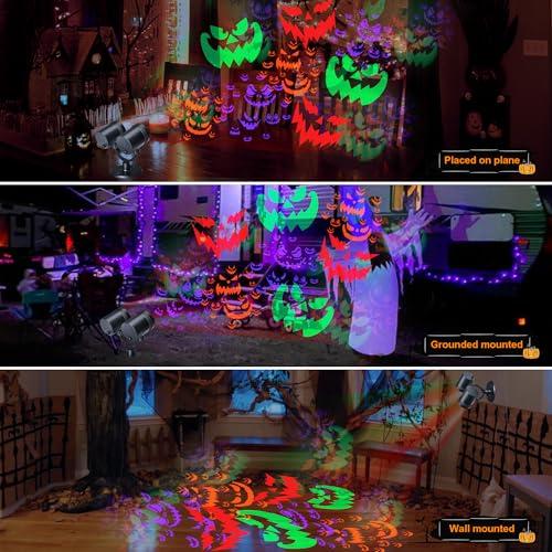 Moxled kültéri Halloween dekoráció, kétfejes dinamikus projektor időzítővel, vízálló ördögarc mintás díszvilágítás