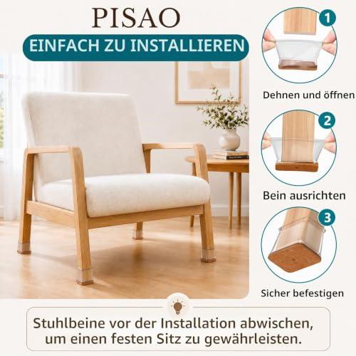 PISAO 24 darabos téglalap alakú székláb védő kupak filccel, fa padlókhoz