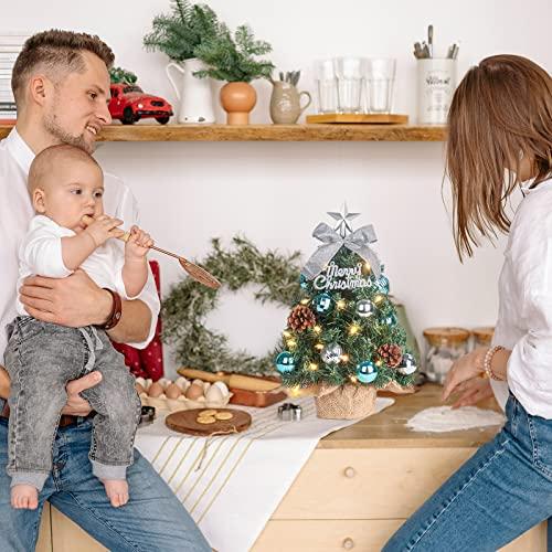 Mini műkarácsonyfa LED-es világítással, díszített asztali karácsonyfa, 60 cm