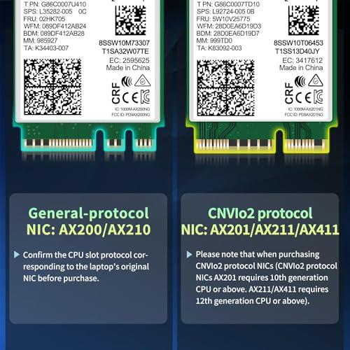 AX211 NGW WiFi 6E vezeték nélküli kártya, Bluetooth 5.3, tri-band 5400 Mbps, csak CNVio2 és 12/13. gen. CPU