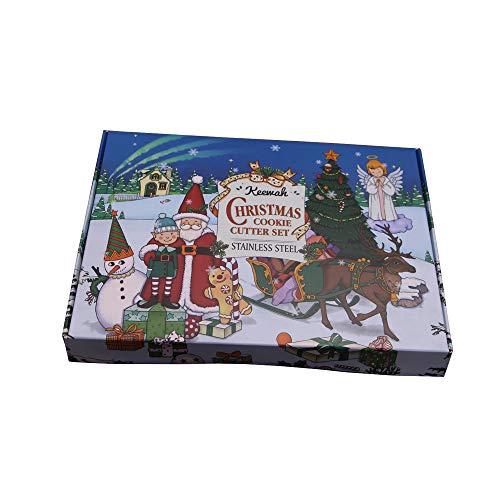 Large Christmas Cookie Cutters Set - 7 Pieces - Santa, Reindeer, Gingerbread Man, Christmas Tree, Angel, Ugly Sweater, Winter Hat - Stainles