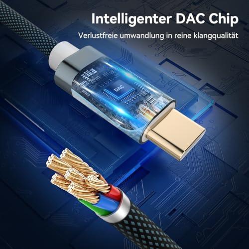 Yish USB-C – 3,5 mm jack adapter DAC chippel, fejhallgató adapter, nejlon (iPhone 18/17/16 P…)