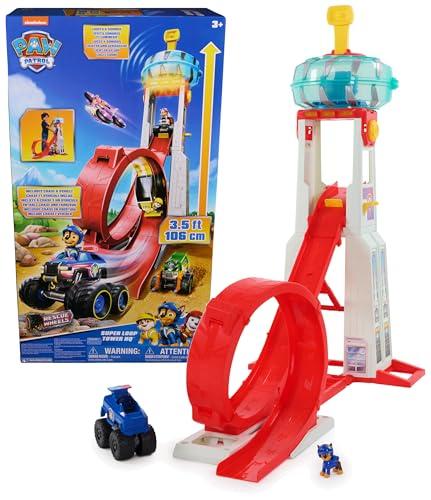 PAW Patrol Rescue Wheels Superloop Tower, extra nagy torony indítórámpával és looping pályával, fény- és hangeffektekkel, Chase monster truc