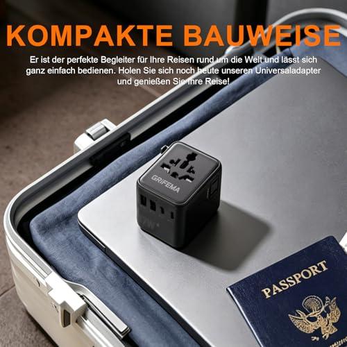 GRIFEMA univerzális 6 az 1-ben utazóadapter 2 USB-C és 2 USB-A porttal, 2 AC aljzattal