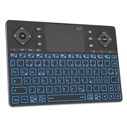 Rii Bluetooth billentyűzet touchpad-del, nagy, multimédia billentyűzet 12 színű háttérvilágítással Android TV, projektor, HTPC, Smart TV, ta
