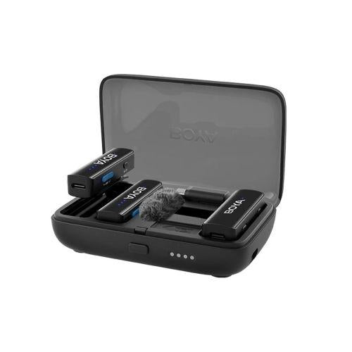 BOYA BOYALINK-2 C2 vezeték nélküli mikrofon, 2 adóval és 1 vevővel (USB-C / 3,5 mm csatlakozó) (fekete)
