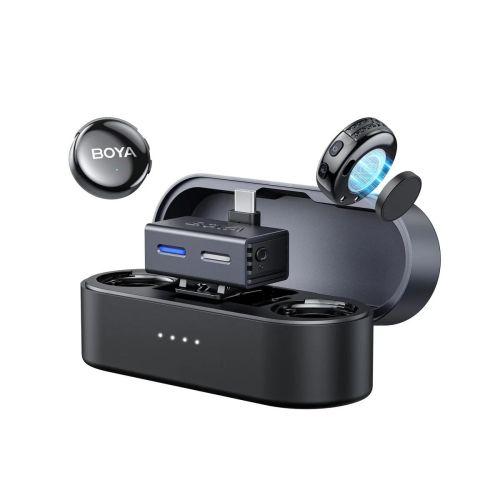 BOYA BOYALINK 3-01 vezeték nélküli mikrofon, 2,4 GHz, AI zajszűréssel, 2 adóval és 2 vevővel (USB-C, 3,5 mm female) (fekete)