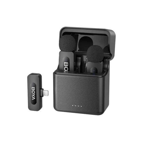BOYA BY-V3 vezeték nélküli mikrofon 2.4 GHz, 2 adóval és 1 vevővel (Lightning) (fekete)
