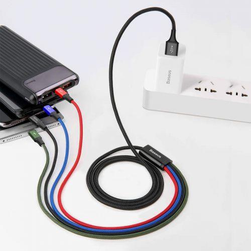 Baseus CA1T4-B01 4 az 1-ben kábel, Lightning + 2 x USB-C + Micro USB, 3,5A, 1,2 m (fekete)