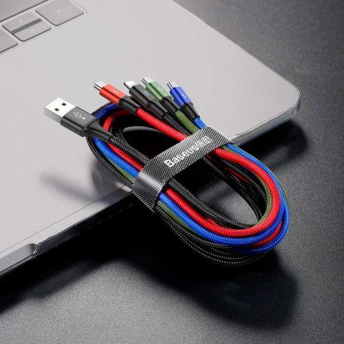 Baseus CA1T4-B01 4 az 1-ben kábel, Lightning + 2 x USB-C + Micro USB, 3,5A, 1,2 m (fekete)