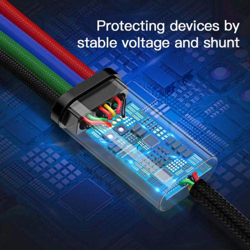 Baseus CA1T4-B01 4 az 1-ben kábel, Lightning + 2 x USB-C + Micro USB, 3,5A, 1,2 m (fekete)