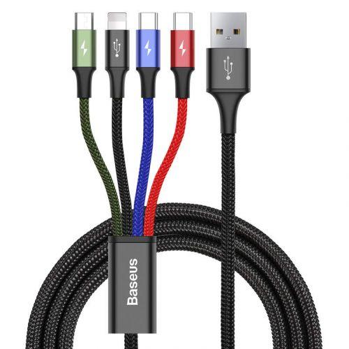 Baseus CA1T4-B01 4 az 1-ben kábel, Lightning + 2 x USB-C + Micro USB, 3,5A, 1,2 m (fekete)