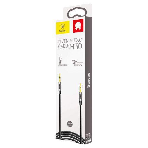 Baseus Yiven M30 audio kábel, 3,5 mm, 1 m (CAM30-BS1) (ezüst/fekete)