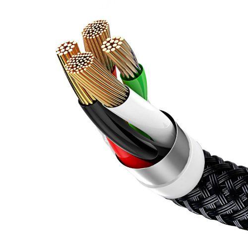Baseus Three Primary Colors 3 az 1-ben kábel Lightning/USB-C/micro USB, nylon fonat, 3,5A, 1,2 m (CAMLT-BSY01) (fekete)