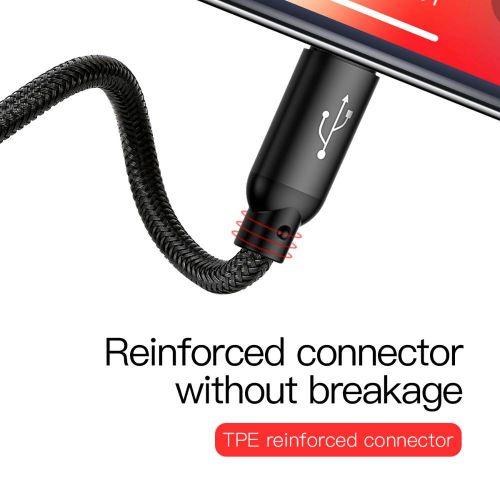 Baseus Three Primary Colors 3 az 1-ben kábel Lightning/USB-C/micro USB, nylon fonat, 3,5A, 1,2 m (CAMLT-BSY01) (fekete)