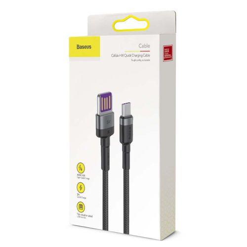 Baseus SuperCharge CATKLF-PG1 USB-C kábel, 40 W, PD 3.0, QC 3.0, 1 m (szürke/fekete)