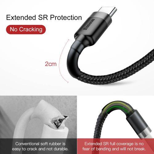 Baseus Cafule USB-A / USB-C kábel, 2A, 3 m, CATKLF-UG1 (szürke/fekete)