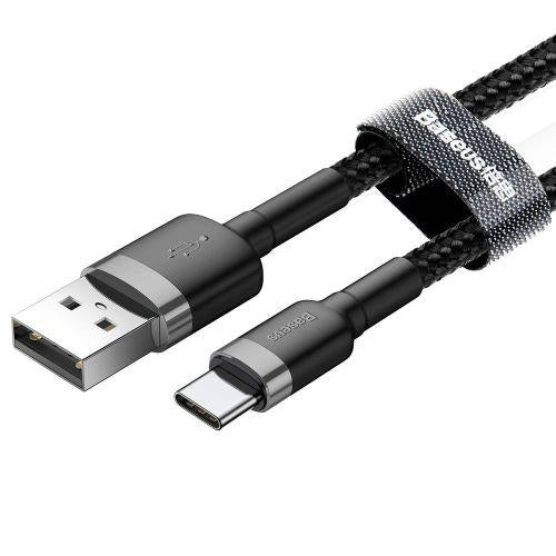 Baseus Cafule USB-A / USB-C kábel, 2A, 3 m, CATKLF-UG1 (szürke/fekete)