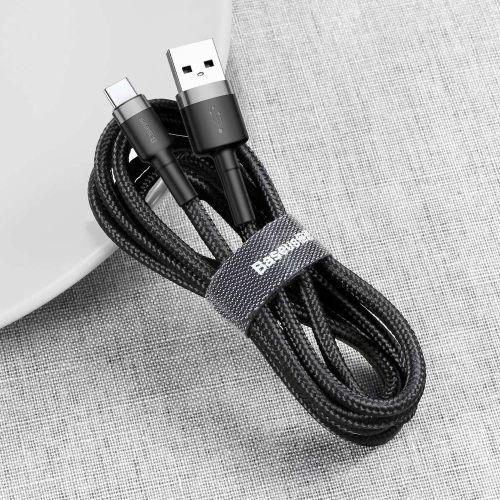 Baseus Cafule USB-A / USB-C kábel, 2A, 3 m, CATKLF-UG1 (szürke/fekete)