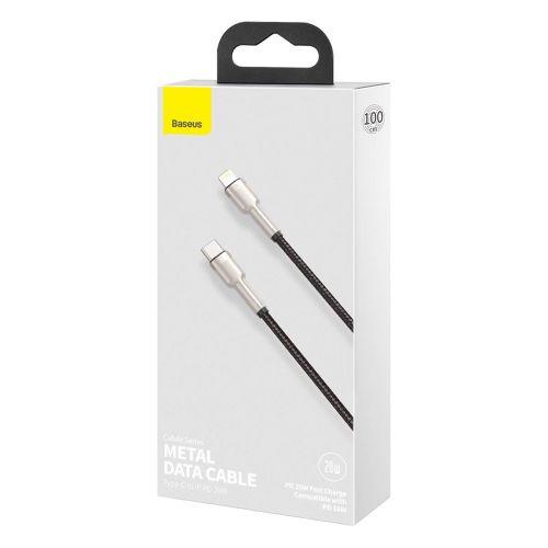 Baseus Cafule sorozatú USB-C – Lightning fém adatkábel, PD 20W, 1 m (CATLJK-A01) (fekete)