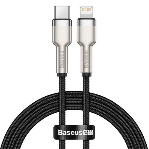 Baseus Cafule sorozatú USB-C – Lightning fém adatkábel, PD 20W, 1 m (CATLJK-A01) (fekete)