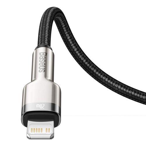 Baseus Cafule sorozatú USB-C – Lightning fém adatkábel, PD 20W, 1 m (CATLJK-A01) (fekete)