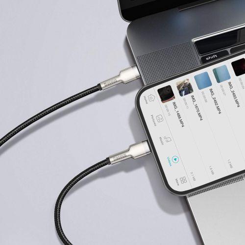 Baseus Cafule sorozatú USB-C – Lightning fém adatkábel, PD 20W, 1 m (CATLJK-A01) (fekete)