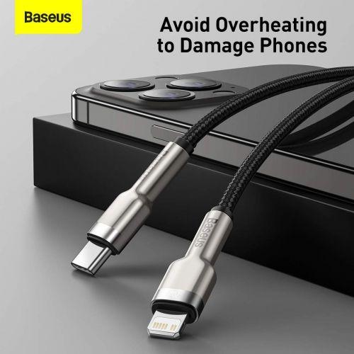 Baseus Cafule sorozatú USB-C – Lightning fém adatkábel, PD 20W, 1 m (CATLJK-A01) (fekete)