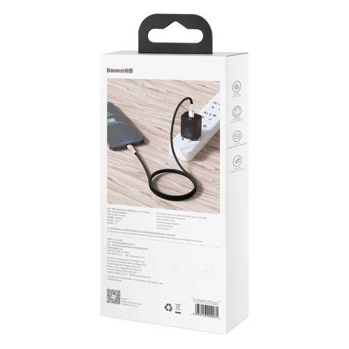 Baseus Cafule sorozatú USB-C – Lightning fém adatkábel, PD 20W, 1 m (CATLJK-A01) (fekete)