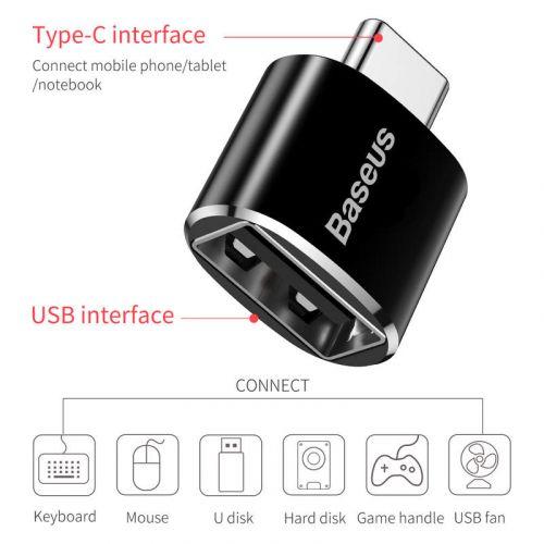 Baseus USB anya – USB-C apa adapter (CATOTG-01) (fekete)