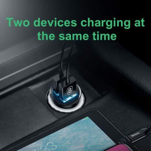 Baseus Circular autós töltő, 2x USB-A, Quick Charge 3.0, 30 W (CCALL-YD01) (fekete)