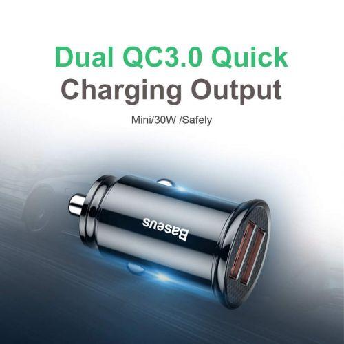 Baseus Circular autós töltő, 2x USB-A, Quick Charge 3.0, 30 W (CCALL-YD01) (fekete)