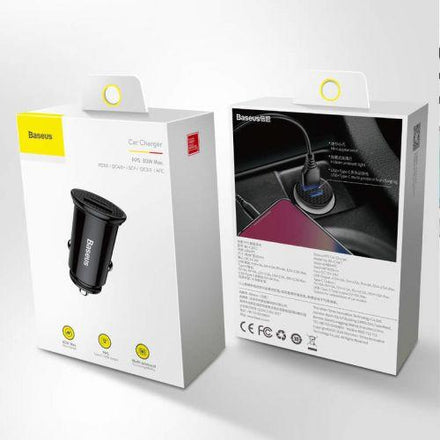 Baseus Circular PPS autós töltő, USB-A + USB-C, PD 3.0, QC 4.0, 30 W (CCALL-YS01) (fekete)