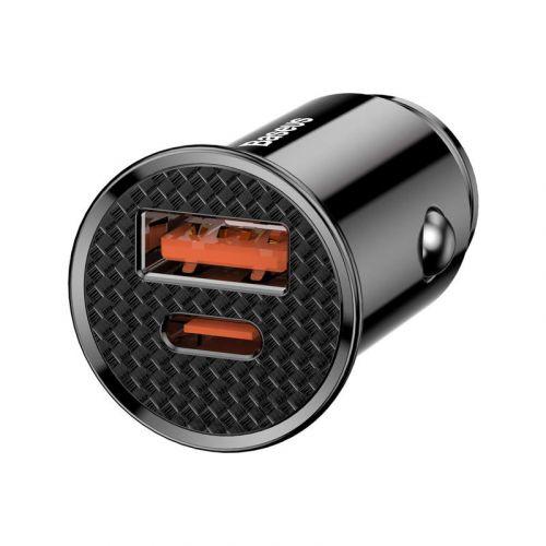 Baseus Circular PPS autós töltő, USB-A + USB-C, PD 3.0, QC 4.0, 30 W (CCALL-YS01) (fekete)