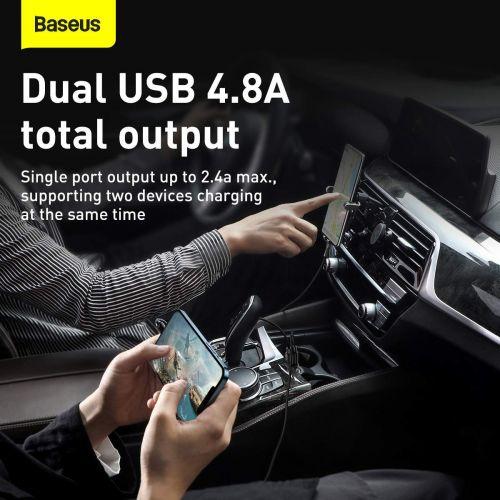 Baseus Pro autós szivargyújtó töltő, dupla USB, 4,8 A (CCALLP-01) (fekete)