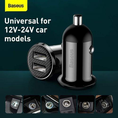 Baseus Pro autós szivargyújtó töltő, dupla USB, 4,8 A (CCALLP-01) (fekete)