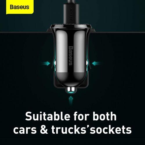 Baseus Pro autós szivargyújtó töltő, dupla USB, 4,8 A (CCALLP-01) (fekete)